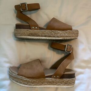 Brown espadrille platform sandals size 9